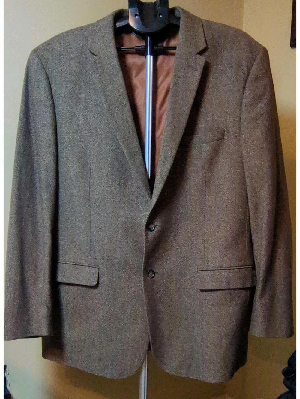 Jos. A. Bank Slim Fit Brown Tweed Wool Nylon 79% Silk Blazer Two-Button 46L